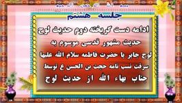 محمد بن الحسن ع در ایقان جلسه هشتم  ادامه دست گریخته دوم حدیث لوح   حدیث مشهور قدسی موسوم به لوح جابر یا حضرت فاطمه