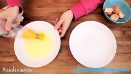 آموزش آشپزی شیرینی پزی  جدا کردن زرده سفیده تخم مرغ