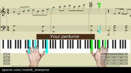 پیانو آهنگ زیبای عطر تو Piano Your perfume آموزش پیانو نمایش حرکت انگشتان