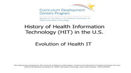 Intro to History of health Informatics