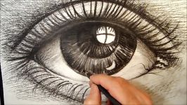 Drawing Eye with Charcoal Artistic Graphic