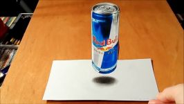 Levitating Red Bull Can  How to Draw 3D Red Bull  Trick Art on Paper