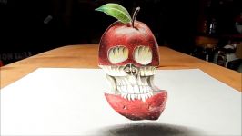 Drawing Apple and Skull  How to Draw 3D Apple and Skull  Trick Art