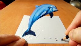 Drawing Dolphin in 3D Artistic Graphic