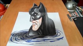 Art Drawing Batman in 3D  How to Draw 3D Batman Trick Art on Paper