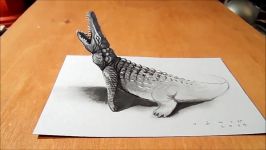 No Time Lapse Trick Art Drawing 3D Crocodile