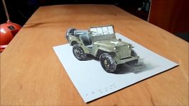Art Drawing 3D Jeep  How to Draw a 3D Willys MB Jeep