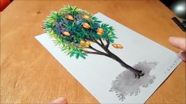 Drawing Tree  How to Draw 3D Mango Tree  Trick Art on Paper  By Vamos