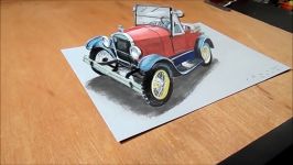 3D Drawing Car  How to Draw 3D Ford Car  Trick Art on Paper