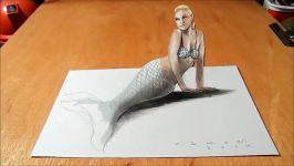 How to Draw a 3D Mermaid  Drawing Anamorphic Illusion  Vamos