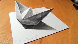Drawing a 3D Paper Ship Optical Illusion by Vamos