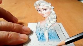 Cute Drawing Elsa from Frozen Trick Art 3D Illusion