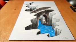 How to Draw Bridge  Drawing 3D Bridge  Trick Art