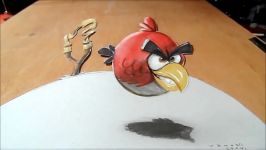 3D Red Bird  Drawing Angry Bird  How to Draw 3D Bird