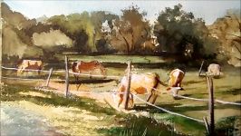 Cows Grazing Painting Watercolour Time Lapse