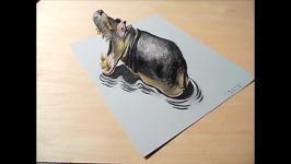 Drawing a Hippo Trompe loeil by Vamos