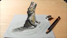 How to Draw a 3D Jumping Crocodile Trick Art Drawing