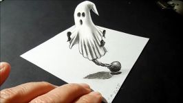 Help Ghost on the table  How to Draw 3D Ghost  3D Trick Art Drawing