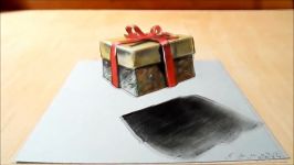 How to Draw 3D Gift Box  Drawing 3D Christmas Gift  Cool 3D Graphic