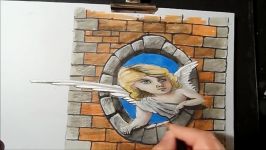 Pop Out  Drawing a 3D Angel Illusion  3D Trick Art  Vamos