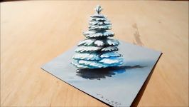 Drawing Christmas Tree  How to Draw 3D Snowy Pine Illusion  3D Trick Art