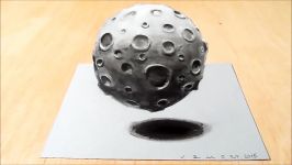 How to Draw 3D Moon  Drawing Moon with Charcoal Markers  Trick Art Graphic