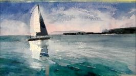 Sailboat on the Lake Balaton Watercolour