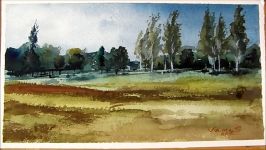 Meadow in Tihany Painting Watercolour