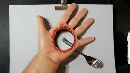 Drawing Bloody 3D Trick Art on Hand  Hole in the Hand