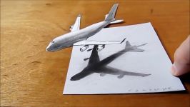 Drawing Airplane  How to Draw 3D Airplane Boeing 747  3D Flight Illusion