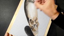 Drawing 3D Bad Skull  Trick Art on Lined Paper  How to Draw Skull
