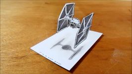 Drawing 3D TIE Fighter from the Star Wars Film  3D Trick Art on Paper