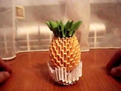 اوریگامی سه بعدی آناناس  آموزش ساخت آناناس کاغذی  کاردستی