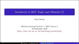 MLP Lecture 11 Course Introduction Single Layer Networks