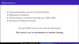 MLP Lecture 12 Course Introduction Single Layer Networks