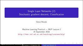 MLP Lecture 21 Stochastic gradient descent Classification