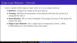 MLP Lecture 15 Course Introduction Single Layer Networks