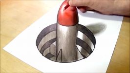 How to Draw 3D Rocket  Drawing missile in Hole  3D Trick Art Illusion