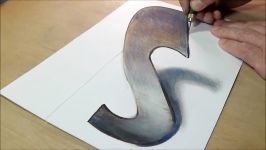 Trick Art Drawing  How to Draw 3D Letter S  Anamorphic Illusion