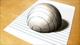 Trick Art on Line Paper  Drawing Half Sphere  Optical Illusion