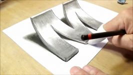 How to Draw 3D Letter M  Drawing with pencil  By Vamos