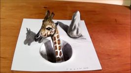 Trick Art  Drawing a Giraffe in a Hole  3D Illusion on Paper