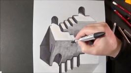 Trick Art 3D Drawing  How to Draw 3D Stairs Illusion on Paper