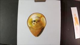 Drawing a Levitating Gold Sphere with Skull Magic Realism