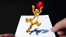 Drawing a 3D Tigger from Winnie the Pooh