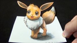 Drawing a 3D EEVEE Pokémon GO Trick Art