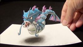 Drawing a GYARADOS #130 3D Optical Illusion