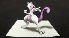 Drawing a 3D MEWTWO Pokemon Go Anamorphic Illusion