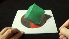 How to Draw Green Cube  Drawing 3D Cube  3D Trick Art