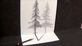 How to Draw Pine Tree  Drawing 3D Illusion with Graphite Pencil  Trick Art